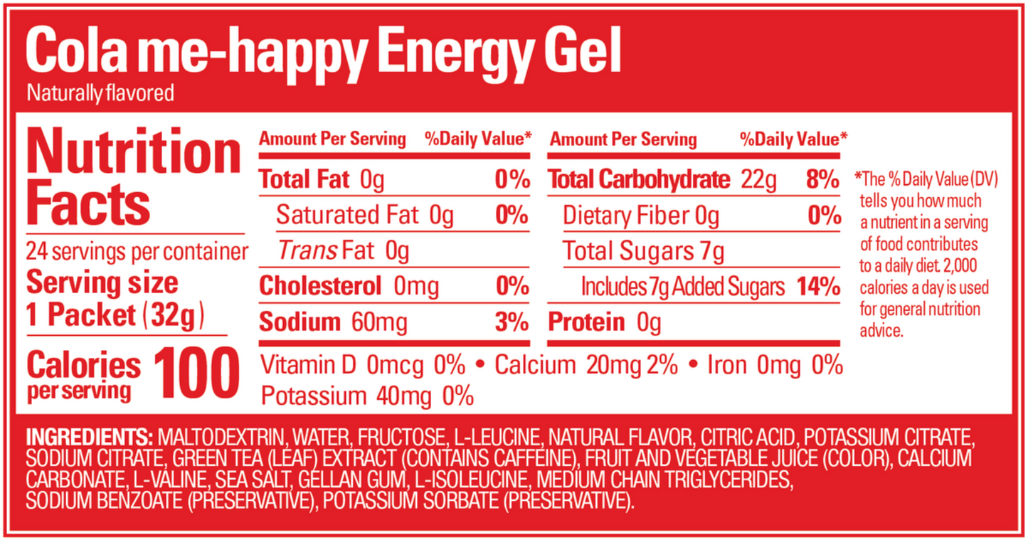 1 stk. GU Energy Gel med Cola Me Happy med Koffein | Energi gel med koffein