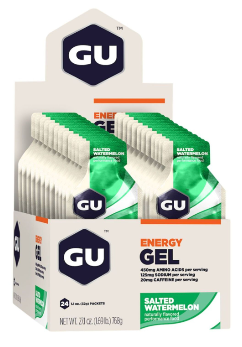 12 stk. GU Energy Gel Salted Watermelon. Energi geler med koffein