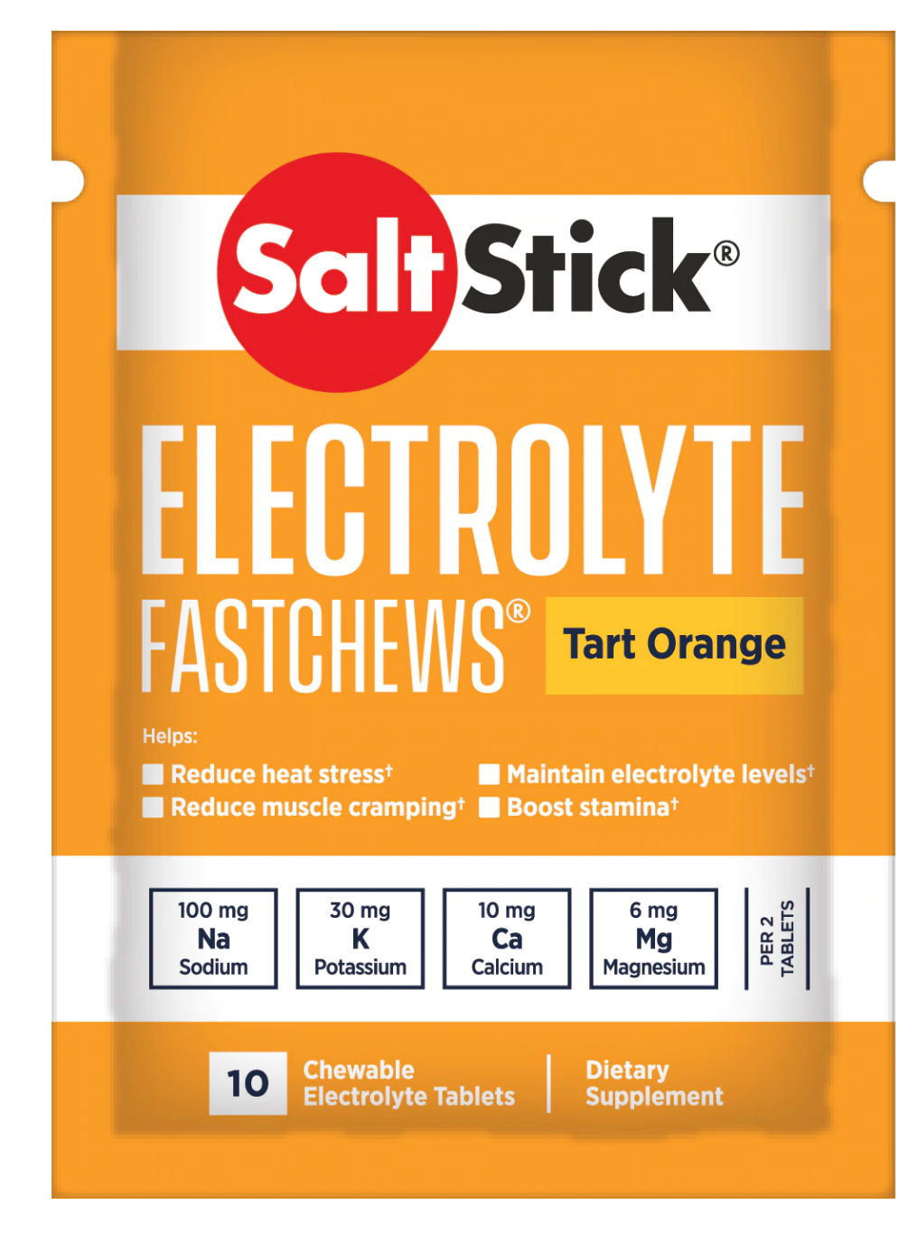 SaltStick salttabletter 120 stk. – Kosttilskud – Box med 12 pakker Fastchews Syrlig appelsin