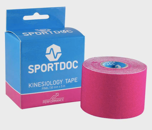 Sportsdoc Kinesiologitape 50 x 50 mm. 5 Meter – 1 stk. kr. 39.- 3 stk. kr. 100