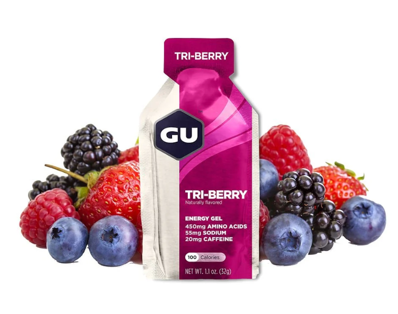 24 stk. GU Energy Energigel Tri-berry med koffein