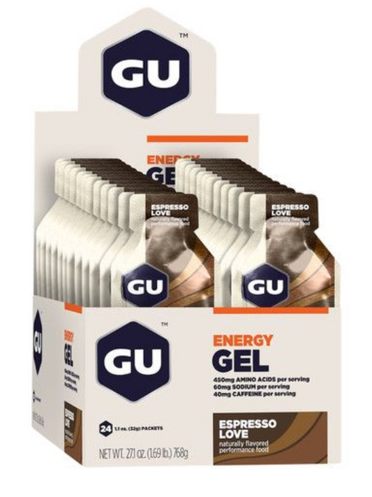 24 stk. GU Energy Gel Espresso Love Box (24x32g) | Energi geler med koffein