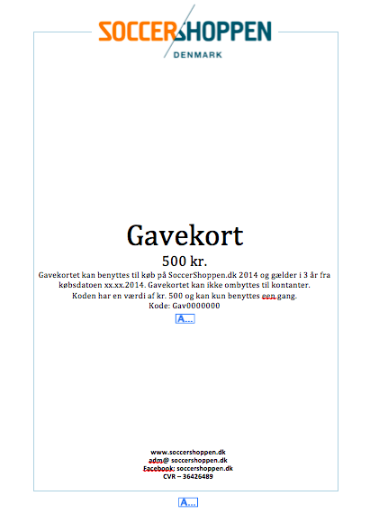 Gavekort 500 kr.